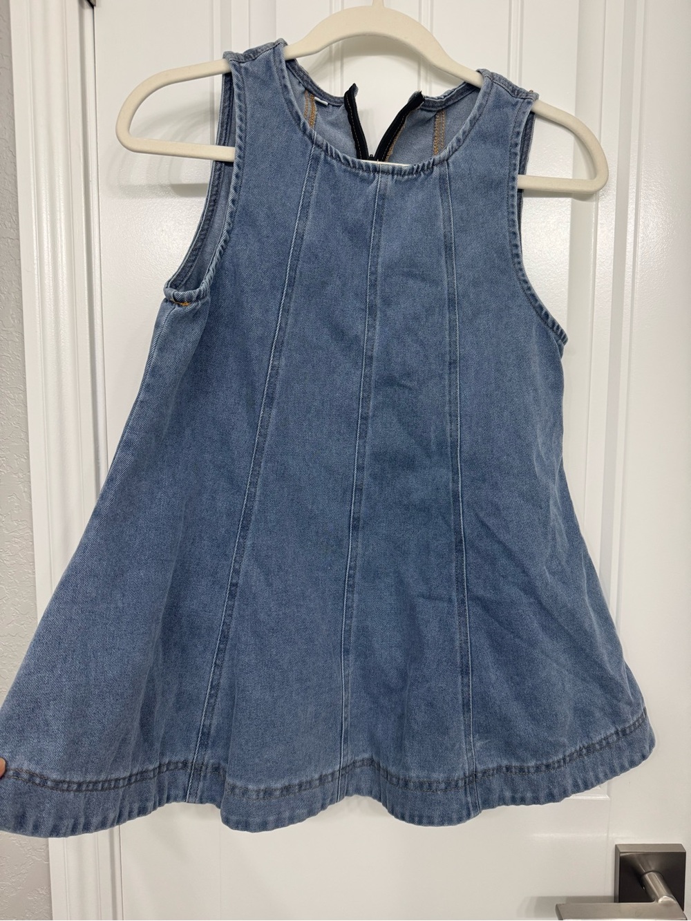 Sleeveless Denim Shift Dress - Blue